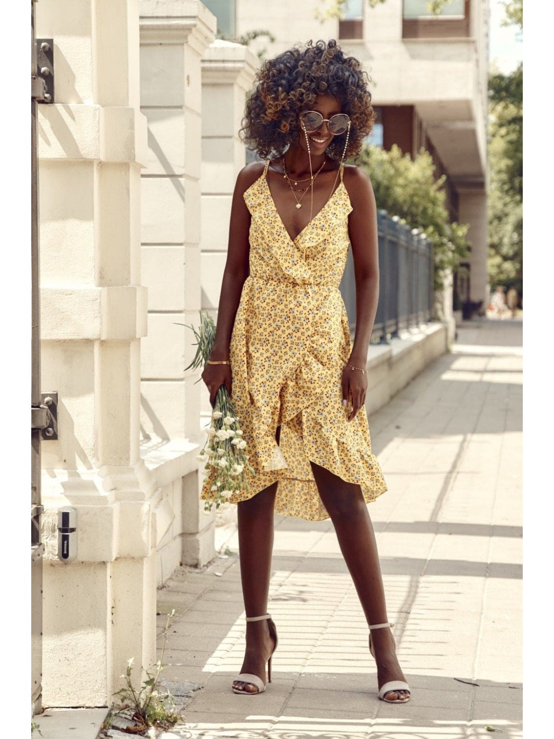 Light yellow floral dress 8289 - Online store - Boutique